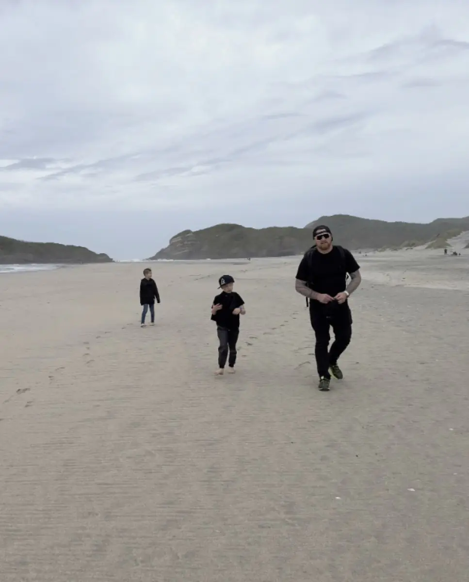 Jacob and the kids on Wharariki Beach