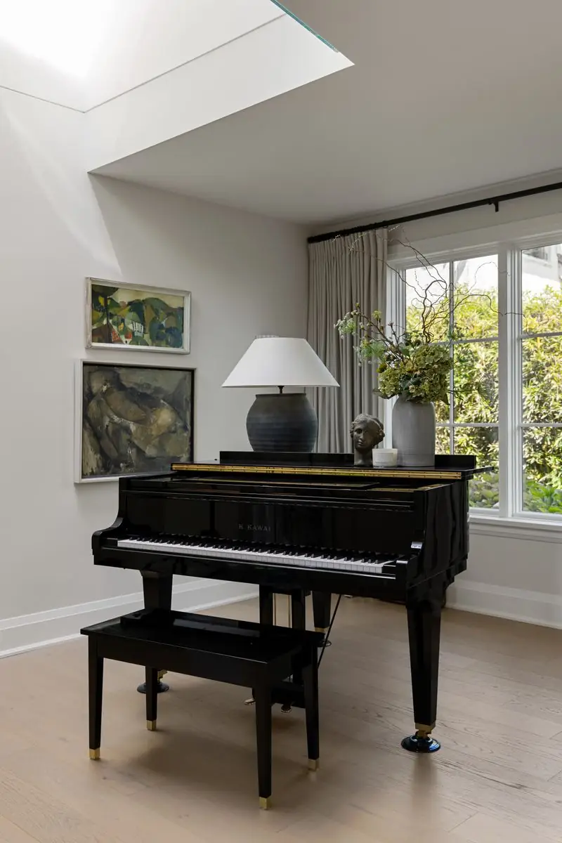 Grand piano under a skylight