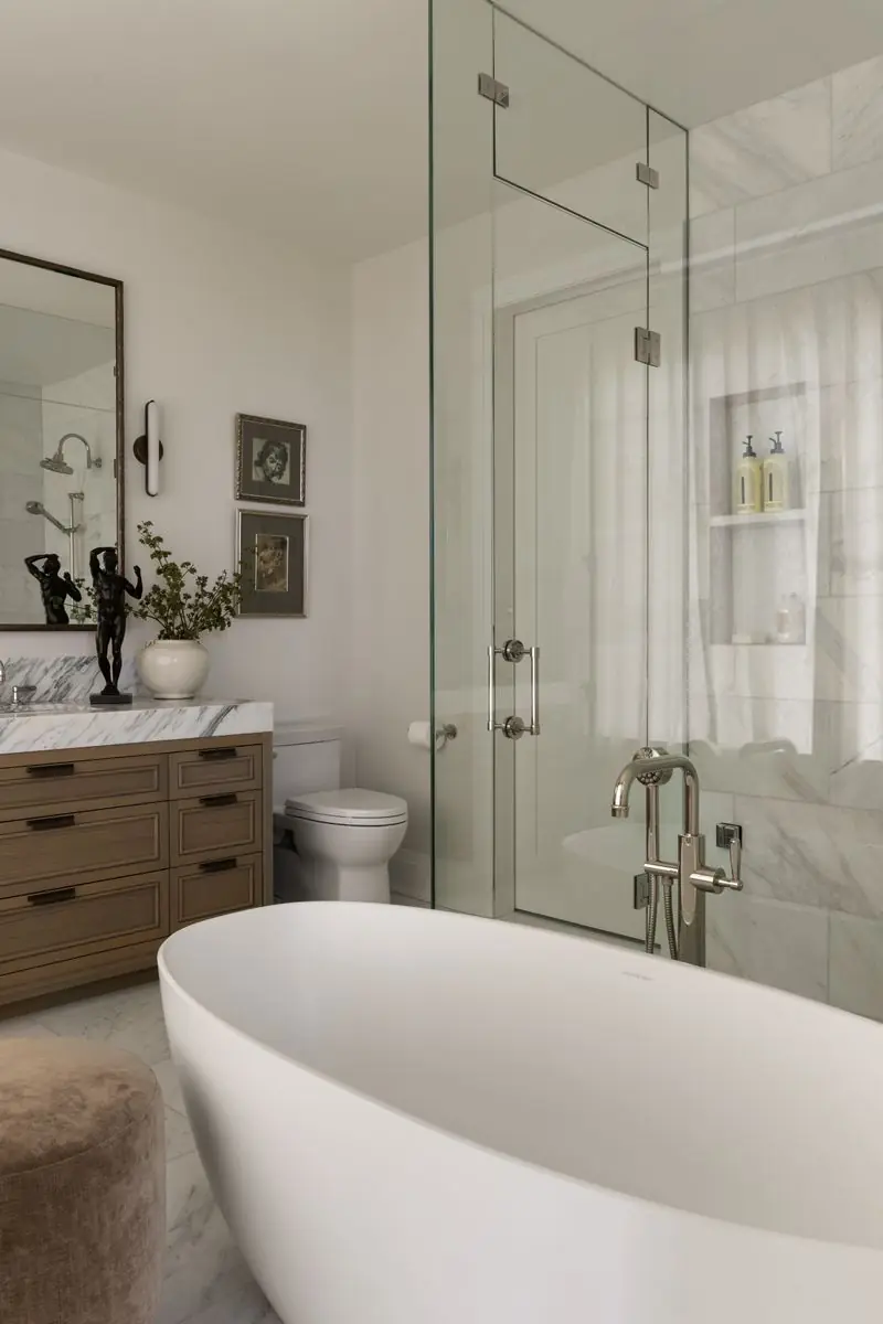 Freestanding tub and glass shower