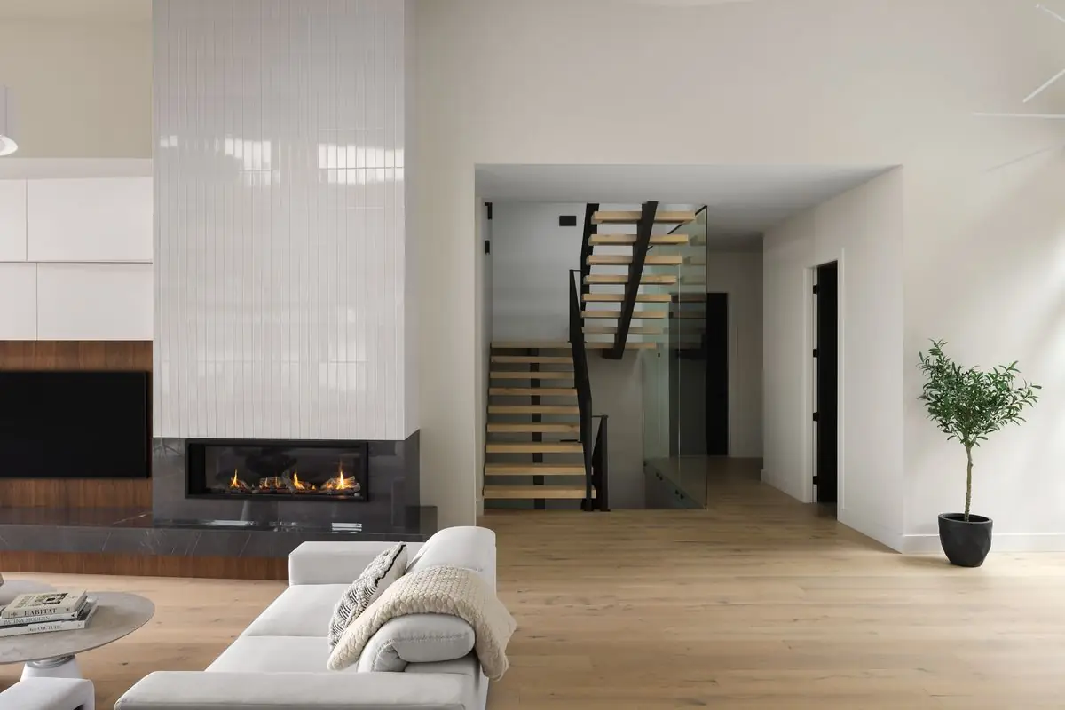 Fireplace and stair