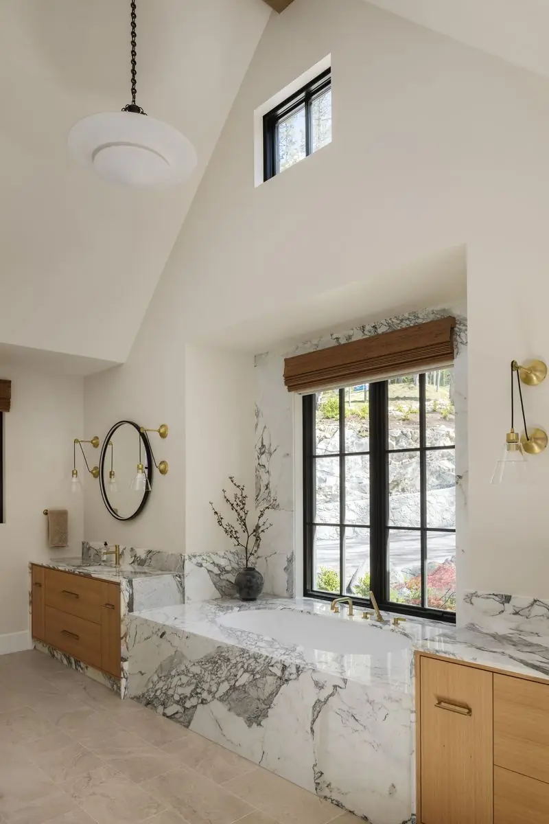 Bathroom with a marble vanity