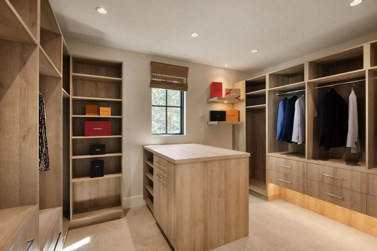 Walk-in closet with an island