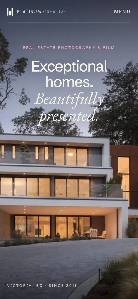 The Platinum Creative home page on a phone