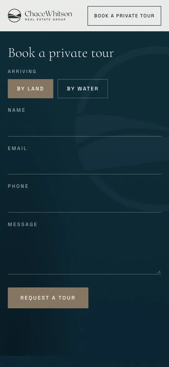 The private tour request on a phone